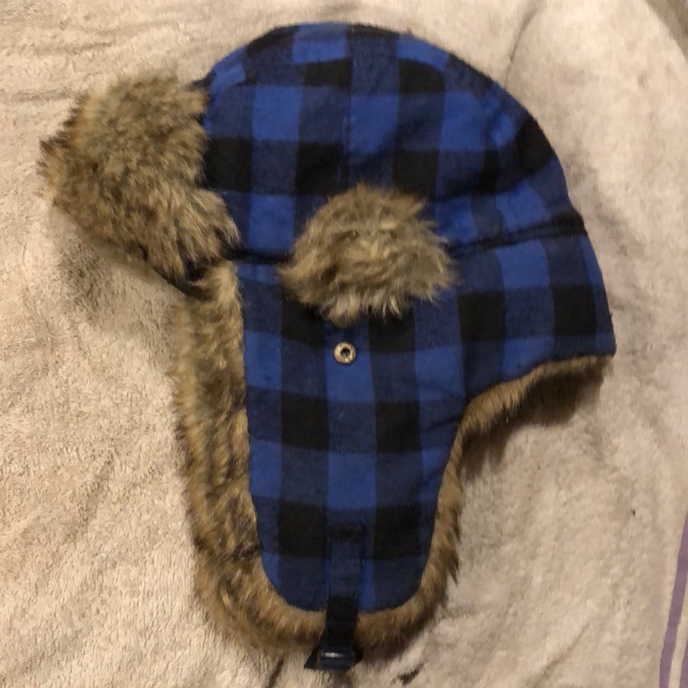 Winter hat plaid with fur
